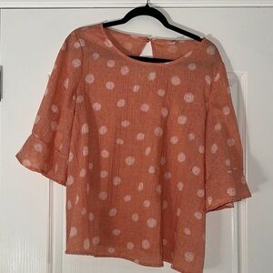 Polka Dot Women's Top - Orange/peach size medium